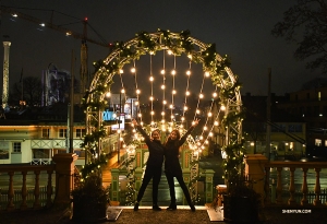 Projectionist Yuli Ye and Soprano Rachael Bastick pose together outside their hotel in Stockholm, Sweden.

(Photo by Miao Ci Chiu)